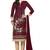 Brown embroidered cotton salwar with dupatta