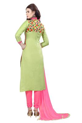 Green embroidered cotton salwar with dupatta 2
