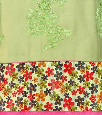Green embroidered cotton salwar with dupatta 4