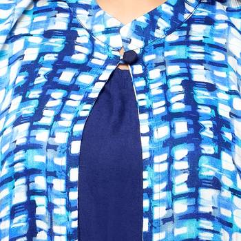Blue Floral Print Rayon Cotton Stitched Kurti 4