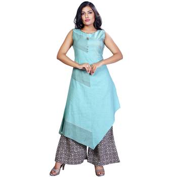 Blue plain jute cotton salwar 1