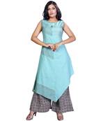 Blue plain jute cotton salwar