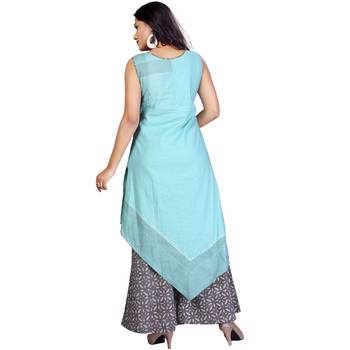 Blue plain jute cotton salwar 2