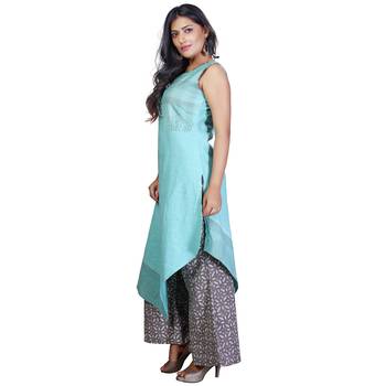Blue plain jute cotton salwar 3
