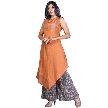 Orange plain jute cotton salwar 1