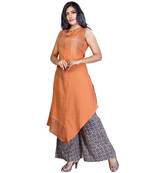 Orange plain jute cotton salwar