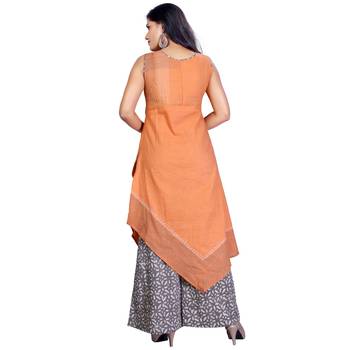 Orange plain jute cotton salwar 2