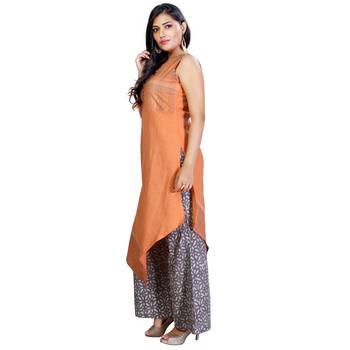 Orange plain jute cotton salwar 3