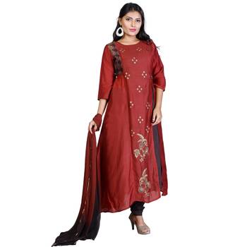 Brown kasab silk salwar with dupatta 1
