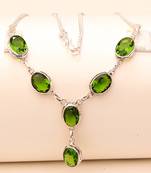 Green peridot gemstone 925 silver jewelry necklace 16-18"