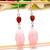 Faceted pink chalcedony,red garnet gemstone 925 silver earring 2.89"