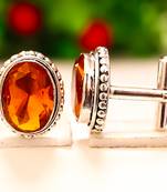 Golden topaz gemstone 925 sterling silver jewelry cufflinks