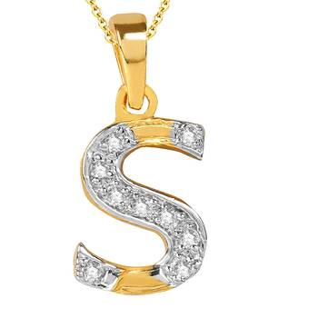 Cubic Zirconia Stone Studded Alphabet 'S' Pendant with Chain 1