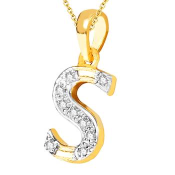 Cubic Zirconia Stone Studded Alphabet 'S' Pendant with Chain 2