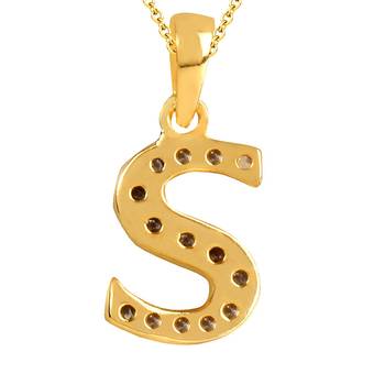 Cubic Zirconia Stone Studded Alphabet 'S' Pendant with Chain 3