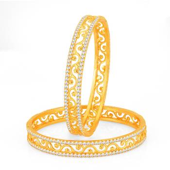 Incredible Gold Plated Set OF 2 Australian Diamond Bangle 1