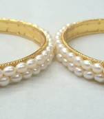 Real Seed Pearls 2 Line Bangles Set From Hyd