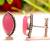 Pink chalcedony gemstone 925 silver cufflinks
