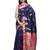 Sudarshan silk Navy blue printed tussar silk saree with blouse