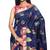 Sudarshan silk Navy blue printed tussar silk saree with blouse
