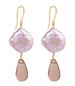 PS 18Kt Gold Coin Pearls with smoky topaz drops