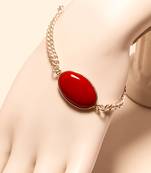 Red coral gemstone 925 silver bracelet 7-8