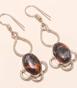 Black copper turquoise gemstone 925 silver jewelry earring 1.87"