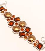 Smokey topaz,honey topaz gemstone 925 silver jewelry bracelet 7-8"