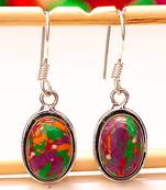 Purple mosaic jasper gemstone 925 silver jewelry earring 1.48"