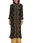 Black Embroidered Georgette Chikankari Kurti