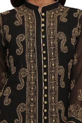 Black Embroidered Georgette Chikankari Kurti 4