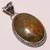 Green unakite jasper gemstone 925 silver jewelry pendant 2.13"