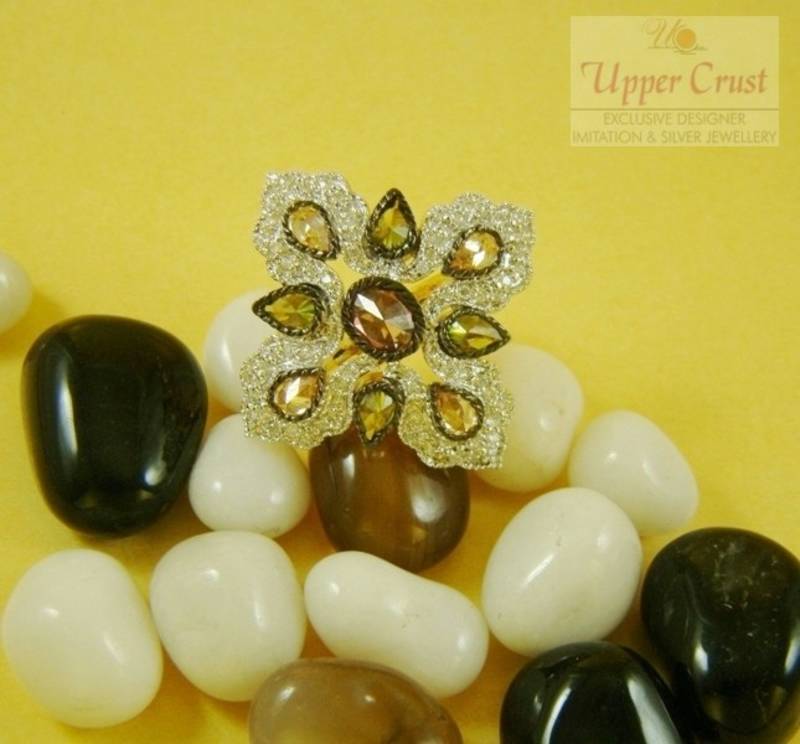 Designer Multicolored CZ Adjustable Cocktail Ring