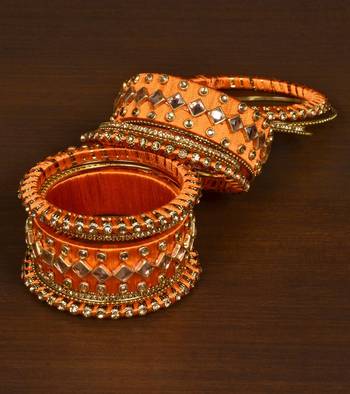 Silk thread with Zircon Stone worked Bangle Set for Women 1