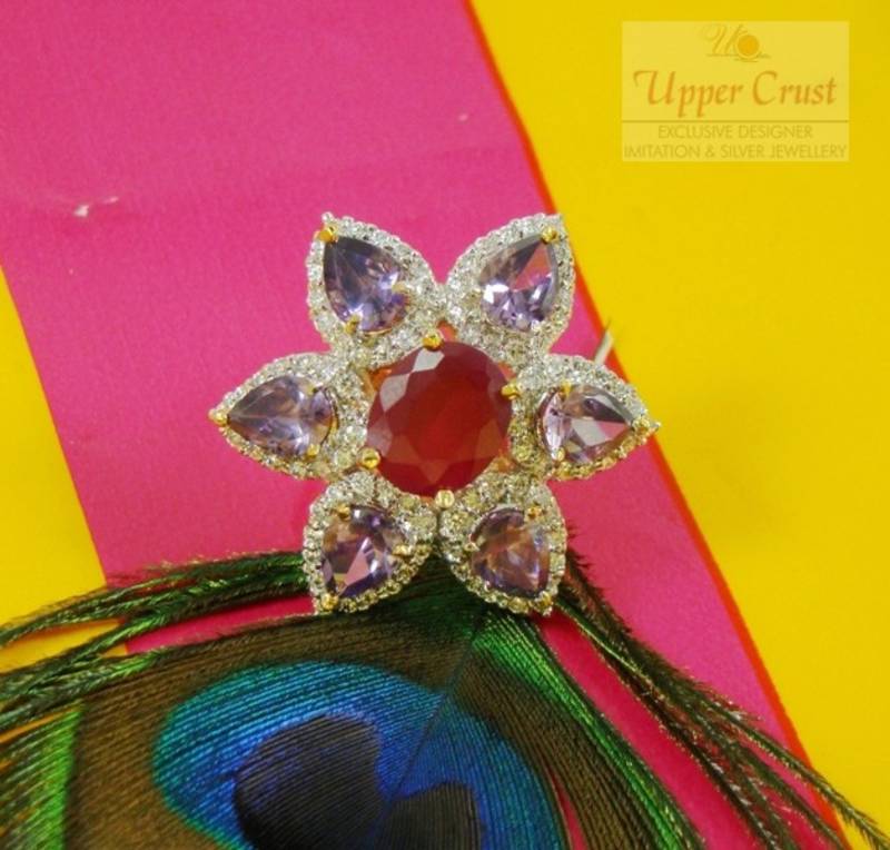 CZ Ruby Amethyst Adjustable Cocktail Ring