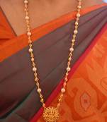 Laxmi pendant Swarovski pearl necklace LONG one gram gold