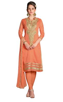 Orange Embroidered Chanderi Salwar With Dupatta 1