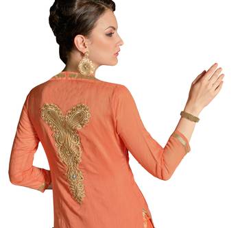 Orange Embroidered Chanderi Salwar With Dupatta 2