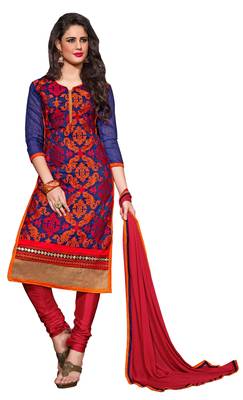 Blue Embroidered Chanderi Salwar With Dupatta 1