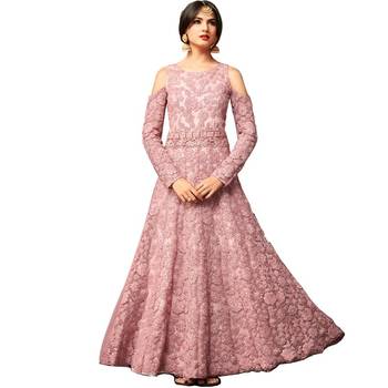 Pink Hand Woven Net Salwar With Dupatta 2