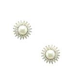 Pearl white cz ad american diamond stud earrings jewellery for women