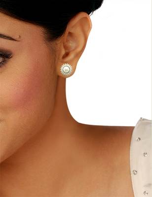 Pearl white cz ad american diamond stud earrings jewellery for women 2