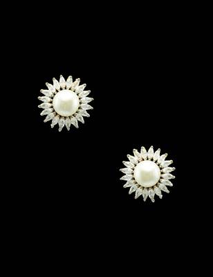 Pearl white cz ad american diamond stud earrings jewellery for women 3
