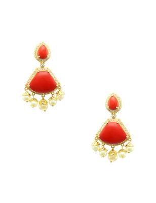 Orange cz ad american diamond dangle and drop earrings jewellery for women 1