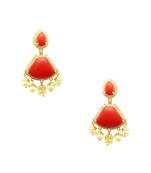 Orange cz ad american diamond dangle and drop earrings jewellery for women
