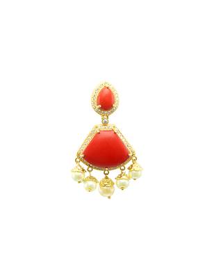 Orange cz ad american diamond dangle and drop earrings jewellery for women 4