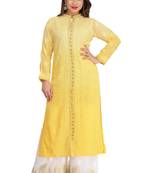 Yellow Embroidered Georgette Chikankari Kurti