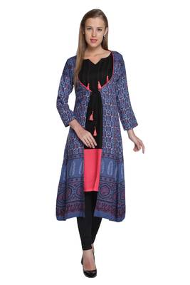 Multicolor printed rayon stitched kurti 1
