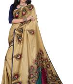 Gold printed Silk saree with blouse