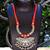 Giftpiper Threaded German Silver Necklace Hansuli Pattern Red